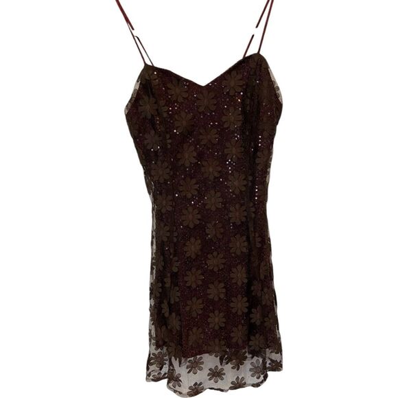 Donna by Anthonio Ennie Mini Dress Womens Size 5.6 Burgundy Floral Sleeveless‎ - Picture 1 of 9